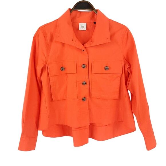 NWOT CAbi Resort Jacket Swing Style High Low Oversized in Tiger Lily Orange - Picture 5 of 14